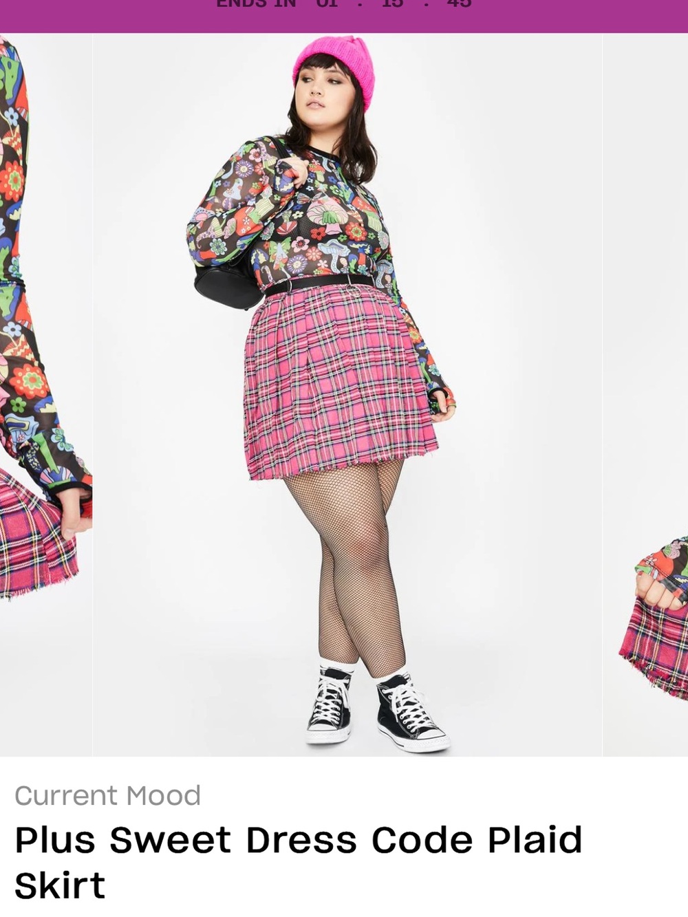 Dolls Kill Pink Plaid Pleated Mini Skirt - Picture 2 of 3